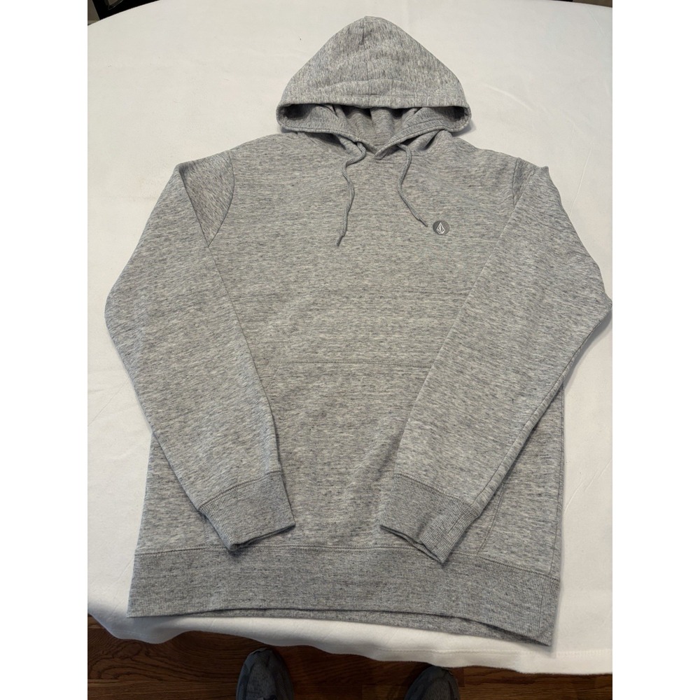 Volcom Men's Gray Fleece Pullover Hoodie Hooded Logo Long Sleeve S